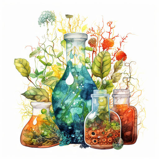 Biology clipart in the style of Oil painting, on a white background