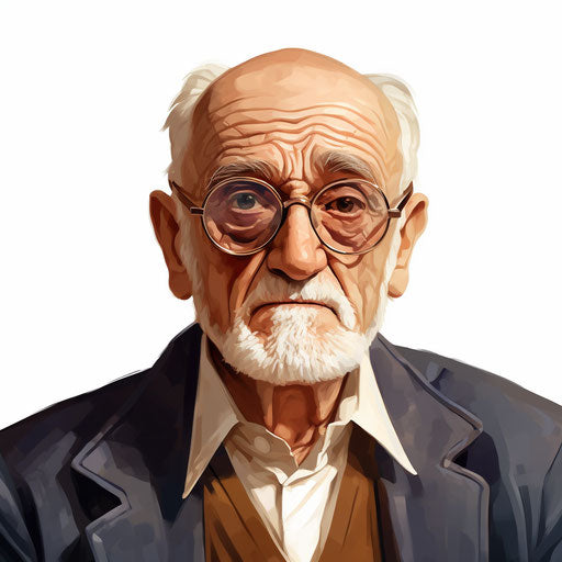 Grandpa clipart in the style of Chiaroscuro Art, on white background