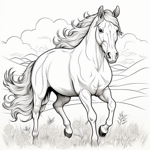 Realistic and striking coloring page of a small horse
