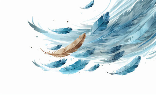 Light quills in the wind, flying feather tattoo, transparent feather background