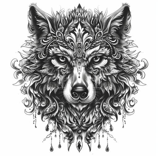 Detailed and elegant werewolf tattoo sketch