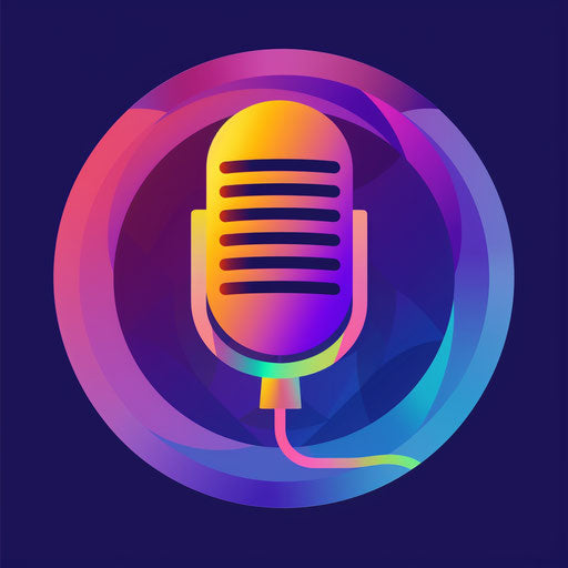 Modern podcast logo with gradient background and vibrant colors
