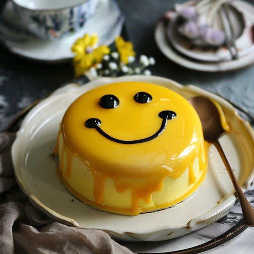 Elegant and simple yellow smiley cake