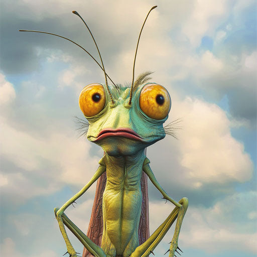 Humorous caricature of a cricket clipart with human characteristics