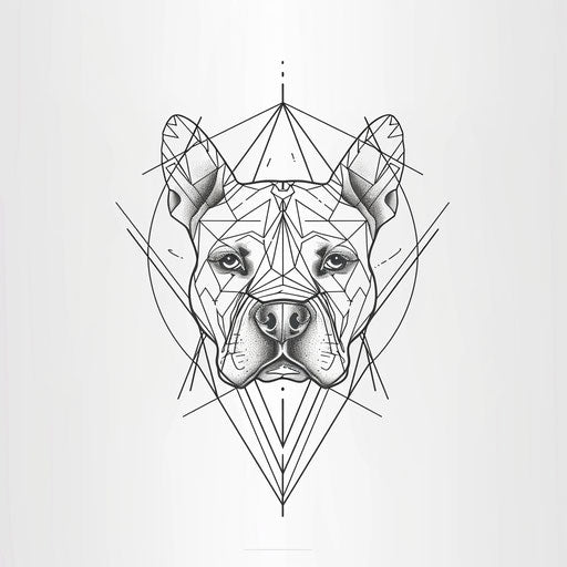 Minimalist black and white pitbull tattoo design