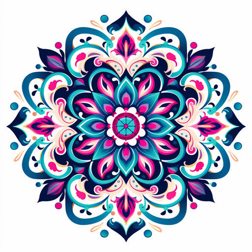 Ornamental circle on white background with vibrant colors