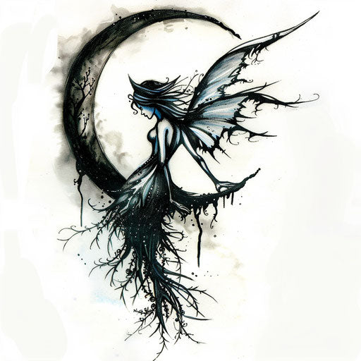 Moonlit Night Fairy Tattoo Design
