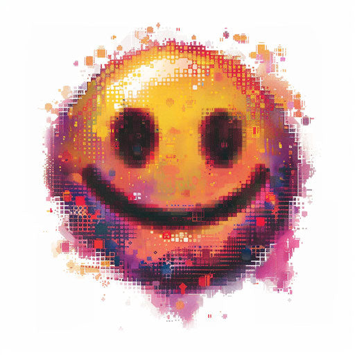 Digital pixel art of smiling face tattoo
