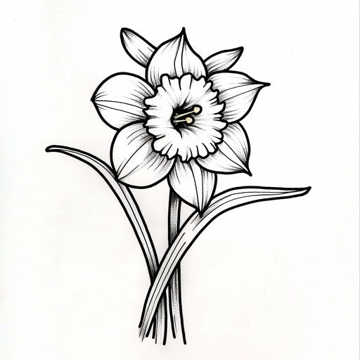 Traditional tattoo of a narcissus flower
