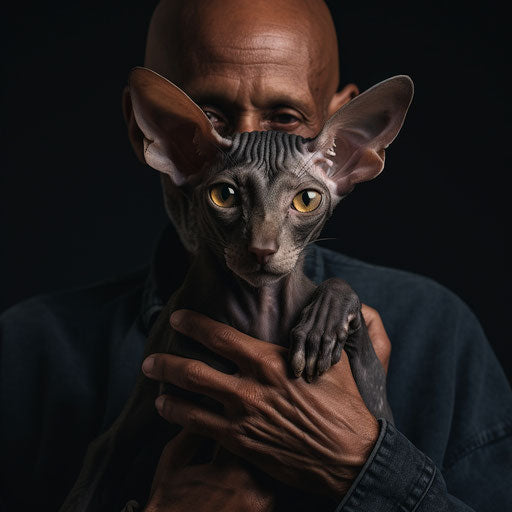 Oriental shorthair cat held by its owner