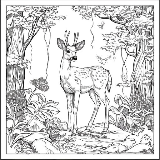 Fairy tale deer in an enchanted forest Detmold style