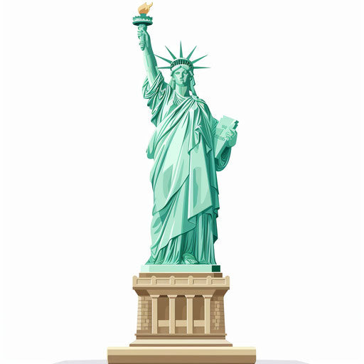 Realistic Statue of Liberty Clipart with Random Flat Background