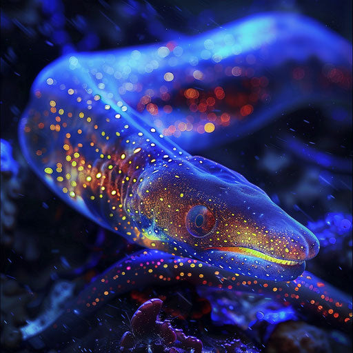 Electric eel with bioluminescent glow