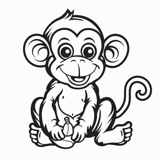 Monkey with banana in playful pose