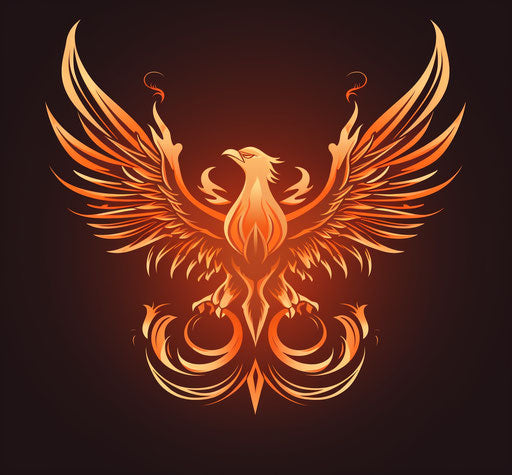 Lighted phoenix emblem, light orange and light crimson style