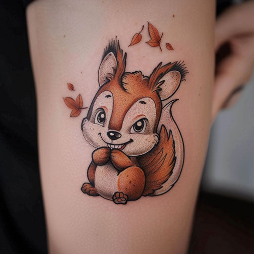 Small adorable tattoos in the style of Steve Sack featuring humorous animals