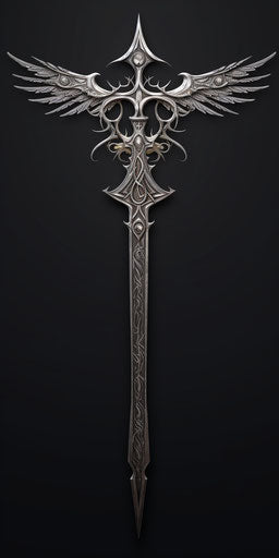 Winged sword in nature-inspired art nouveau style, intricate minimalism