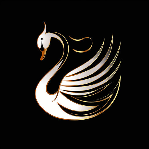 Elegant team logo with a graceful swan and a black background
