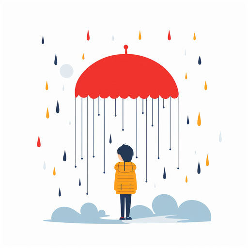 Minimalist rain clipart on white background