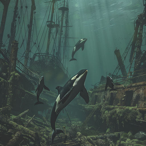 Underwater Wreckage: Ship graveyard with killer whales
