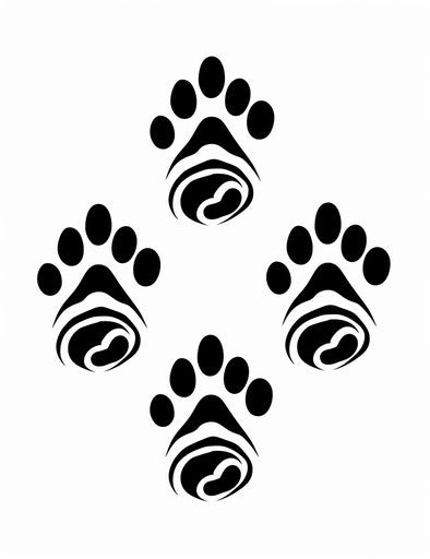 Black paw prints in a row for your cat, stencil style, wildstyle 43:56