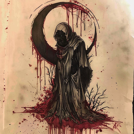 Horror-themed tattoo sketch of a reaper death seal