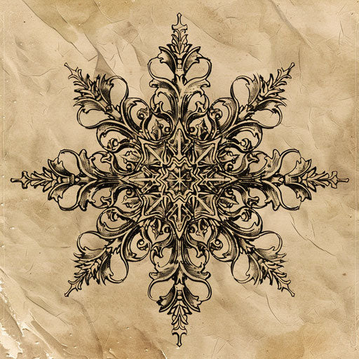 Vintage tattoo sketch of a snowflake