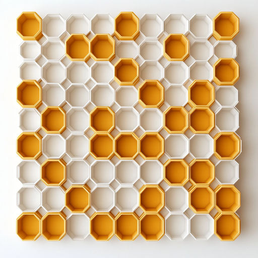 3D hexagonal pattern on flat white background