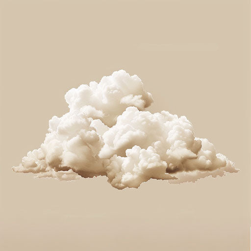 Realistic cartoon cloud on beige background, rustic appeal