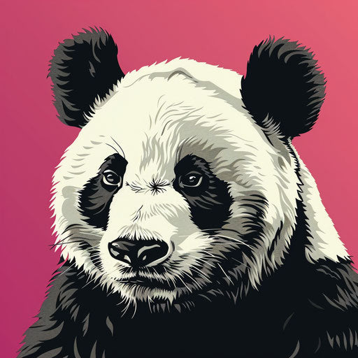 Realistic style panda with flat random background