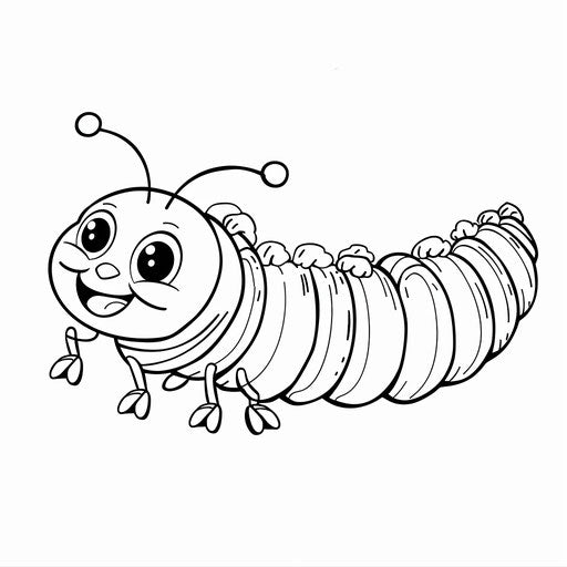 Smiling caterpillar in simple outline