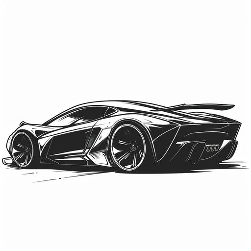 Sleek modern car tattoo sketch in clipart style