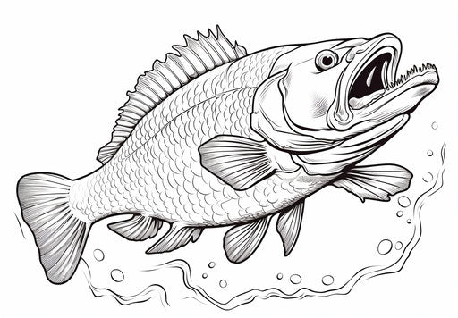 Free printable coloring page big mouth fish