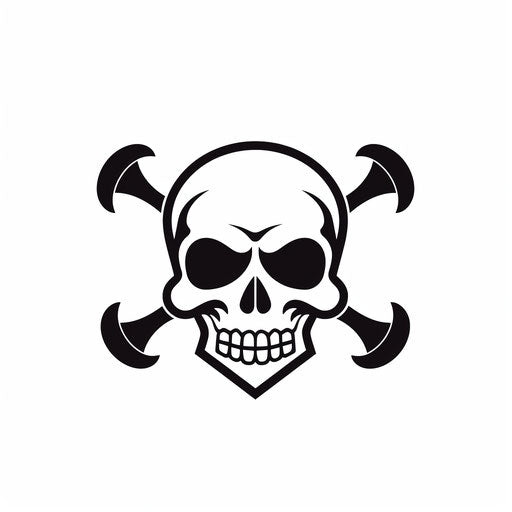 Skull and crossbones in minimalist style, on white background