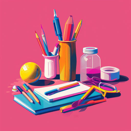 Resources on bright magenta background with detailed textures