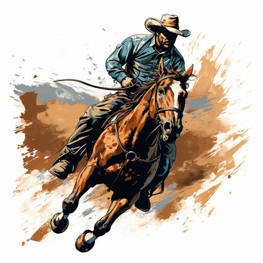 Rodeo clipart in the style of Chiaroscuro Art, on a white background