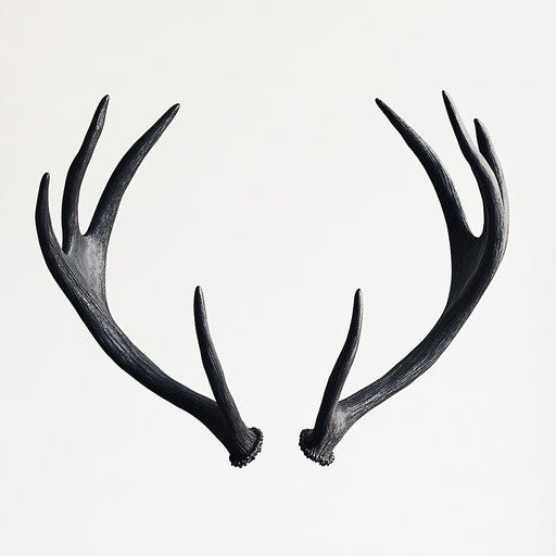 Black deer antlers on white background, dramatic clip art
