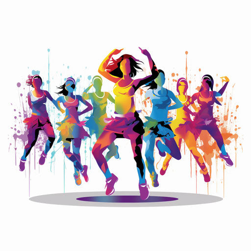 Zumba clipart in the style of Chiaroscuro Art, on white background