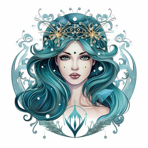 Virgin symbol with female hand drawing, unassuming elegance