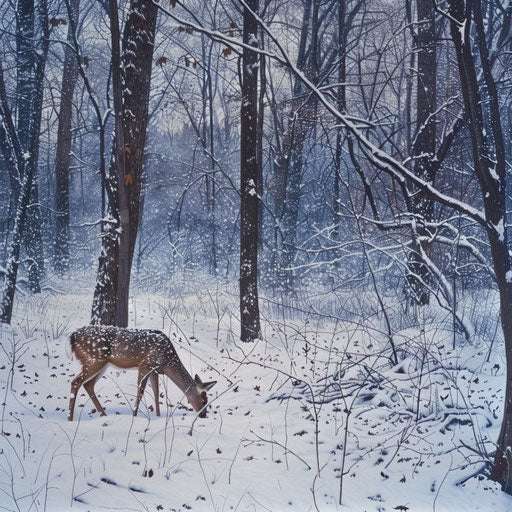 Winter kingdom, white-tailed deer's snowy habitat with deer