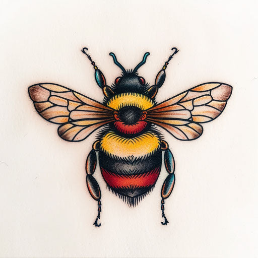 Traditional American style bumble bee tattoo