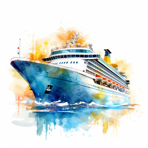 Cruise in Impressionistic Art style, on a white background