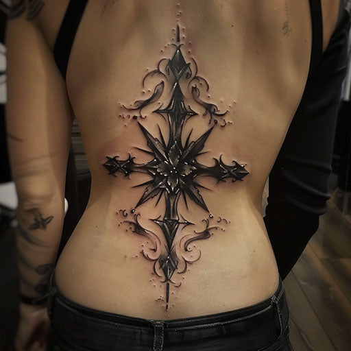 Lower back star tattoo