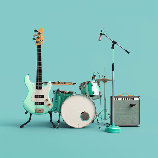 Realistic band clipart on flat, serene aqua background