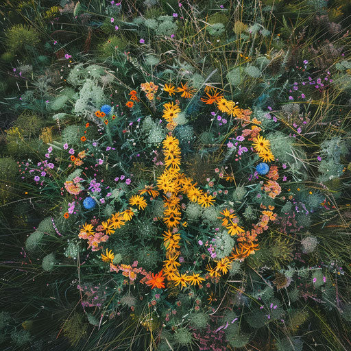 Symbol of peace in a field of wildflowers