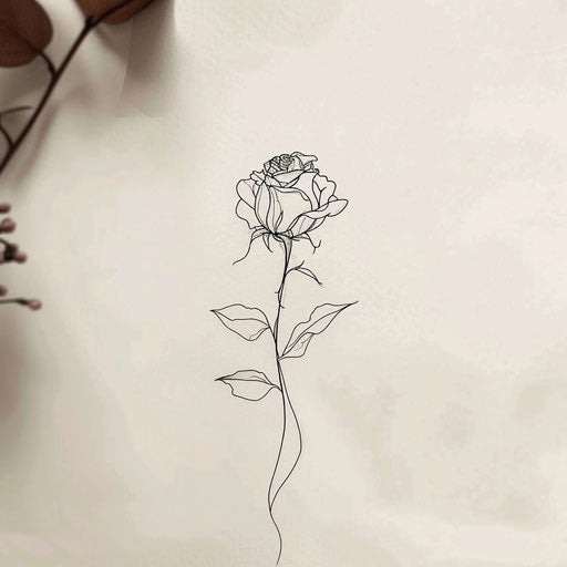 Flat tattoo sketch clipart style of a single line forming a delicate rose