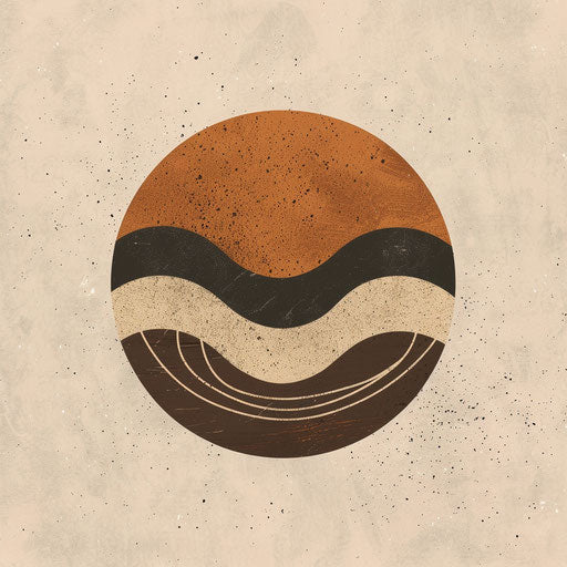 Handcrafted earthy toned vectorstock logo with natural texture background