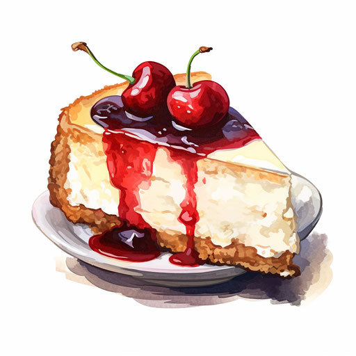 Cheesecake clipart in the style of Impressionistic Art, on a white background