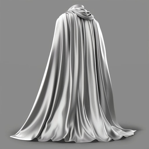 Realistic silver cape on flat metallic background
