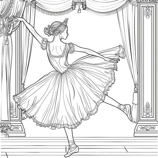 An elegant ballerina dances on stage